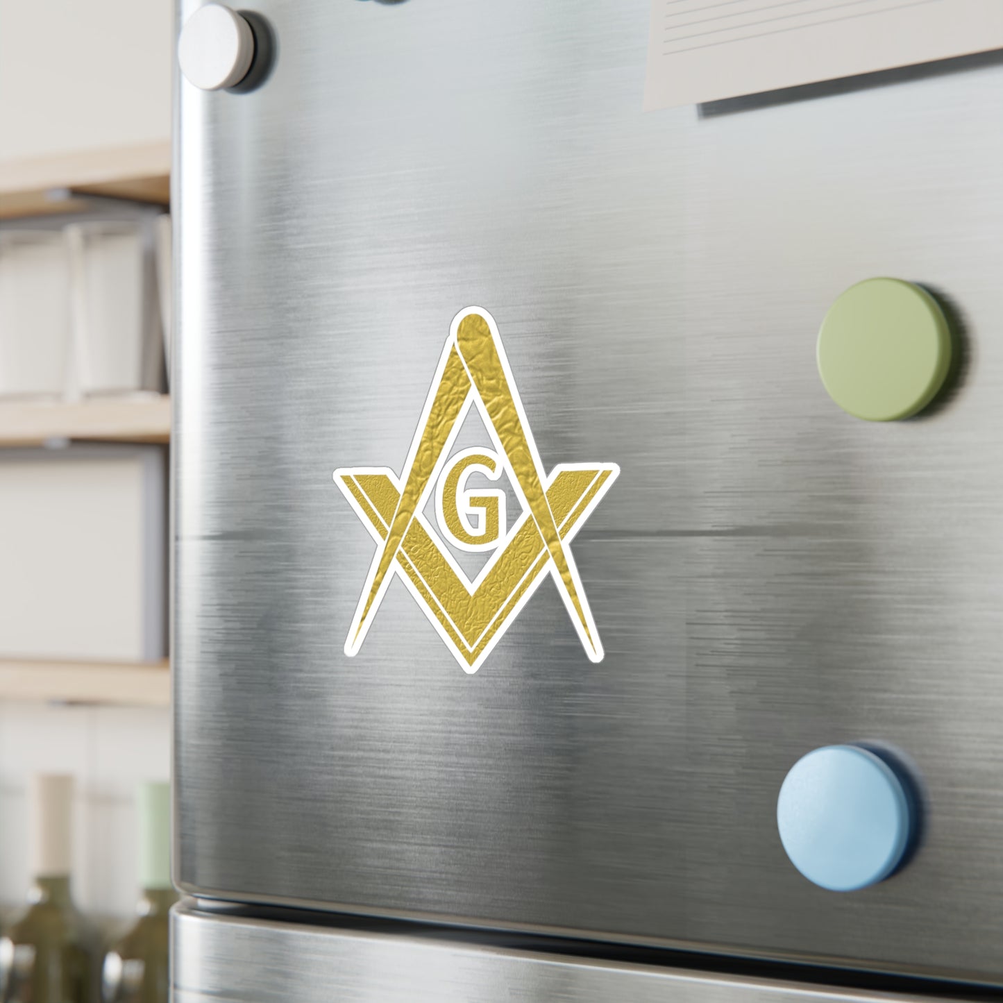Simple Square and Compass Kiss-Cut Vinyl Decal - Gold Leaf