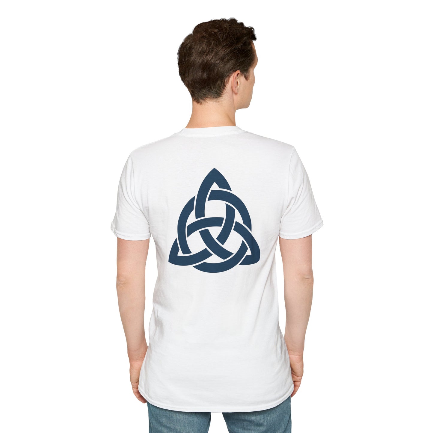 Blue Triquetra with Circle - Softstyle T-Shirt