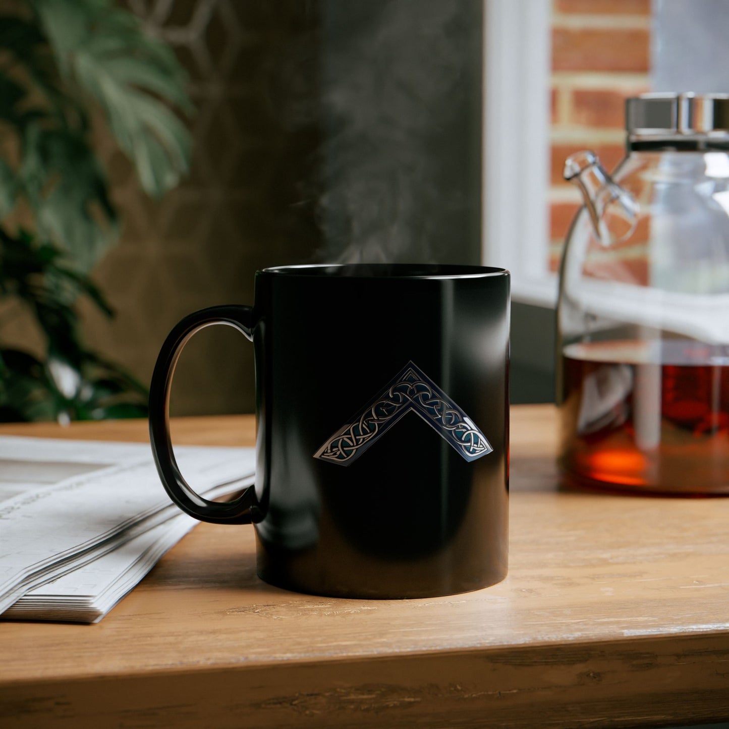 Two-Sided Worshipful Master Jewel Celtic Knot Black Coffee Mug (11oz, 15oz)