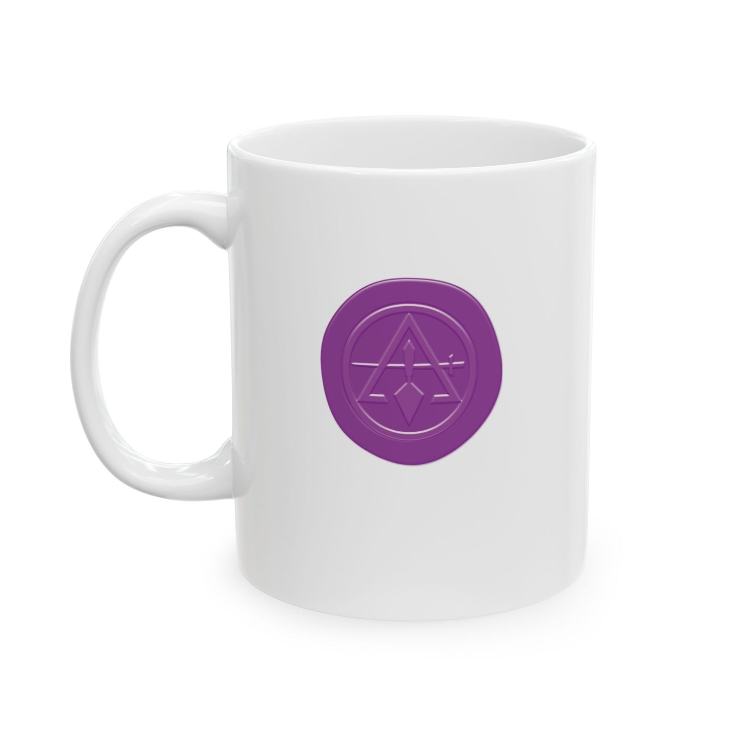 Two-Sided Purple Wax Seal Cryptic Council White Ceramic Coffee Mug (11oz, 15oz)