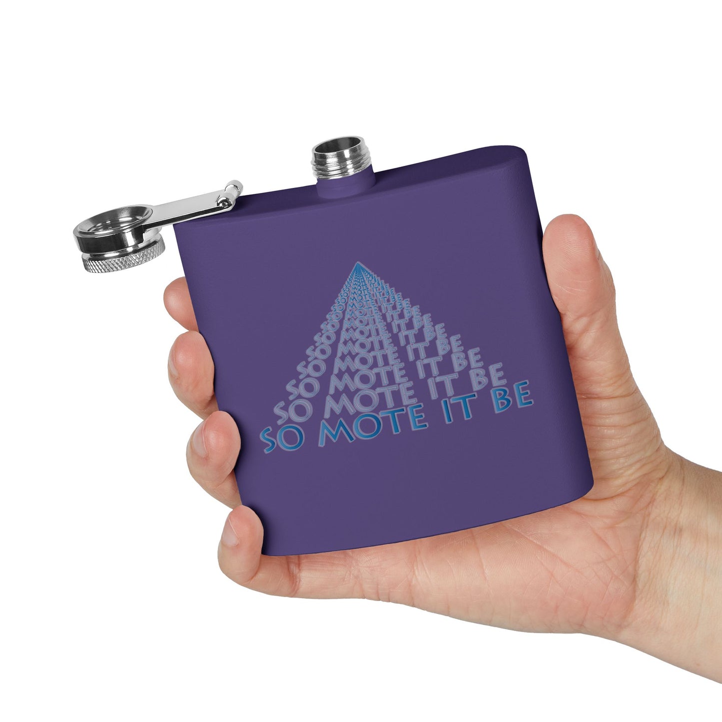 "So Mote It Be" Pyramid 6oz Stainless Steel Flask - Petrograph Font