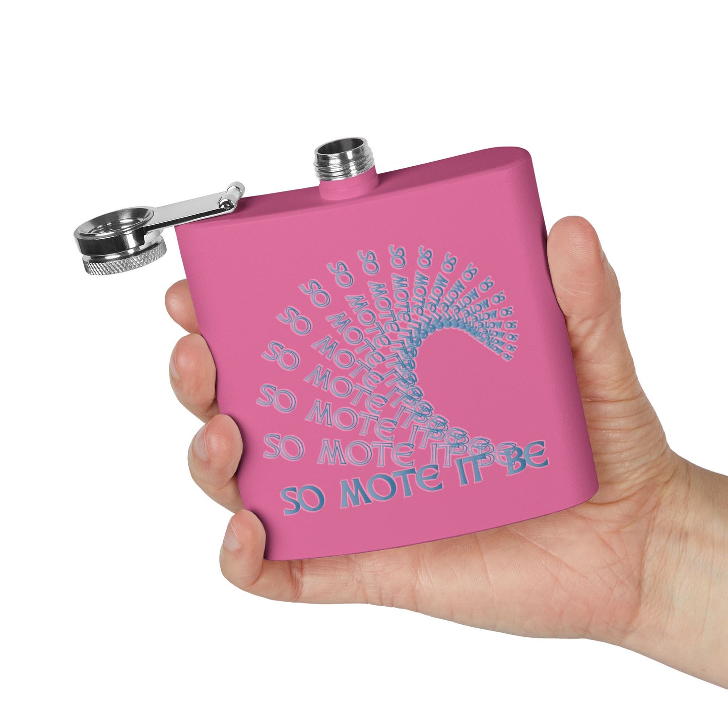 "So Mote It Be" Wave 6oz Stainless Steel Flask - Celtic Font