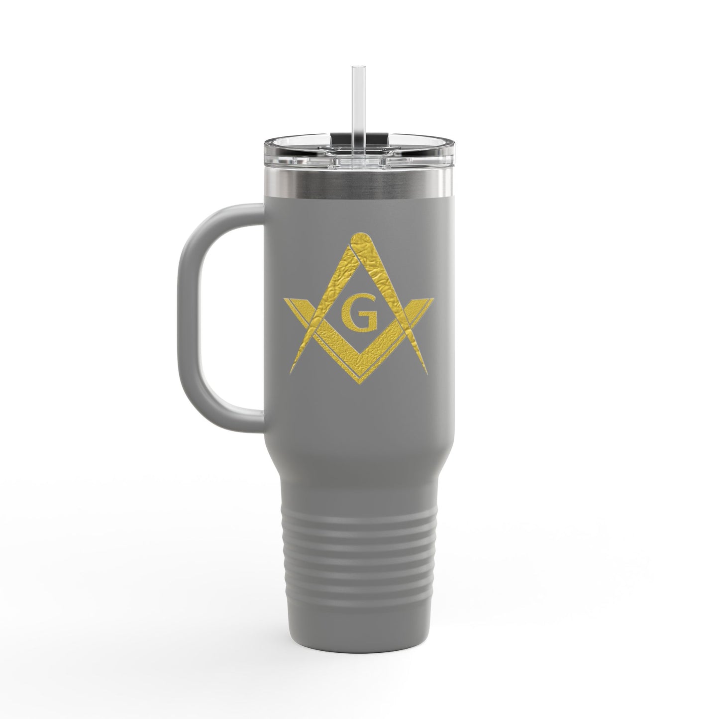 Two-Sided Simple Square and Compass Insulated Travel Tumbler (40oz) - Gold Leaf
