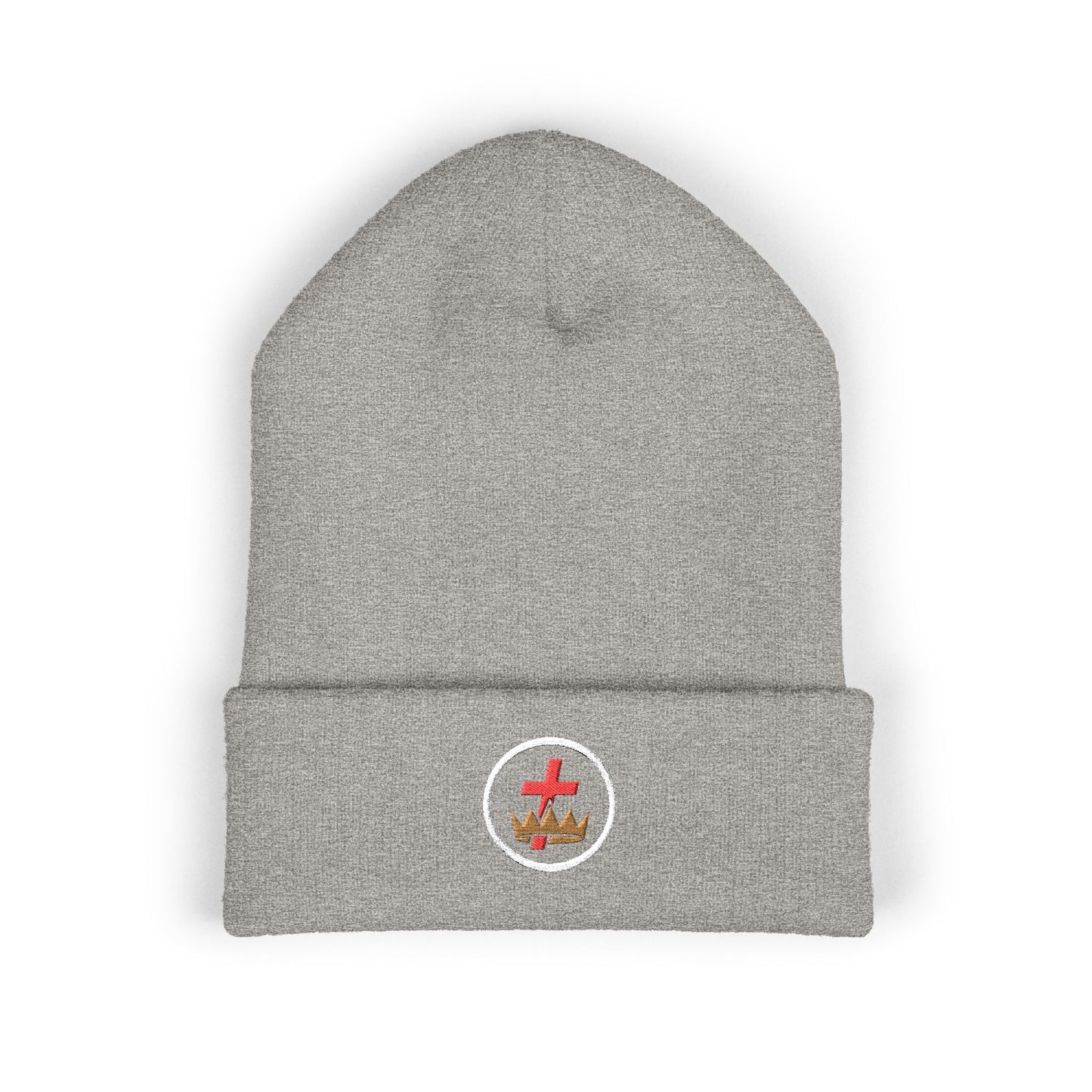 Knights Templar Encircled Cross and Crown - Embroidered Classic Cuffed Beanie