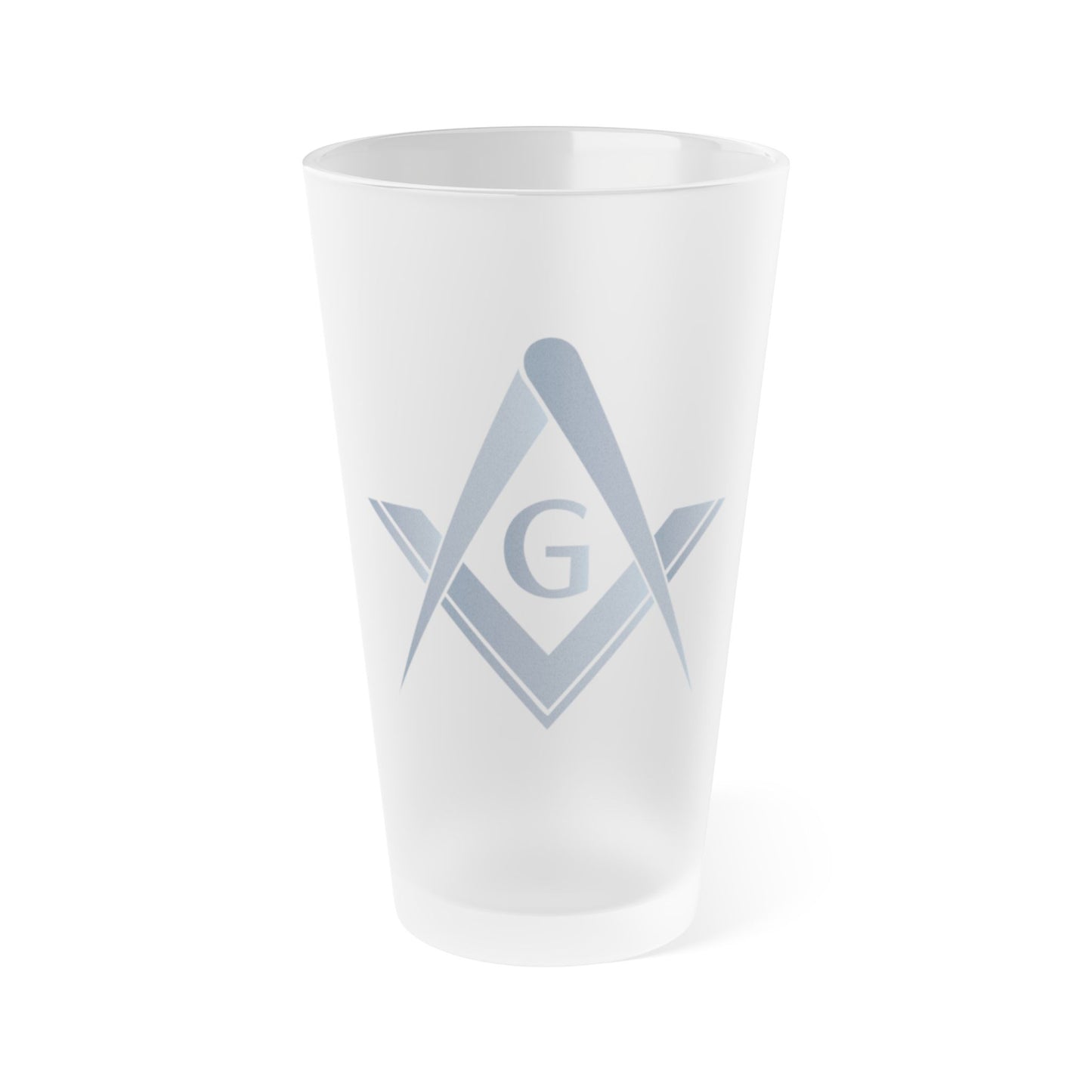 Simple Square and Compass Frosted Pint Glass (16oz) - Stone Gradients