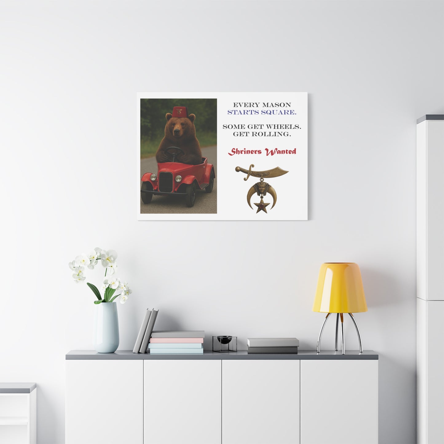 Shriners Get Rolling Mini Car on Matte Canvas, Stretched (1.25")