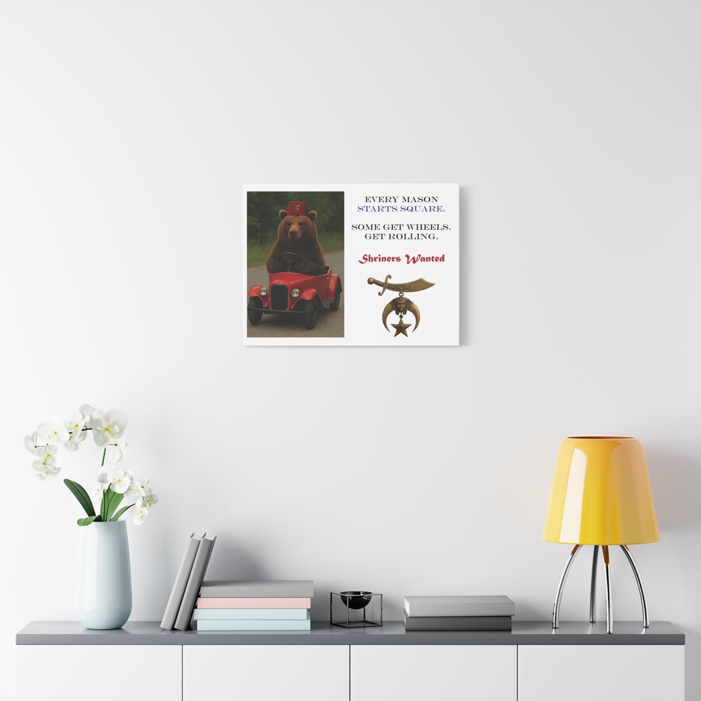 Shriners Get Rolling Mini Car on Matte Canvas, Stretched (1.25")