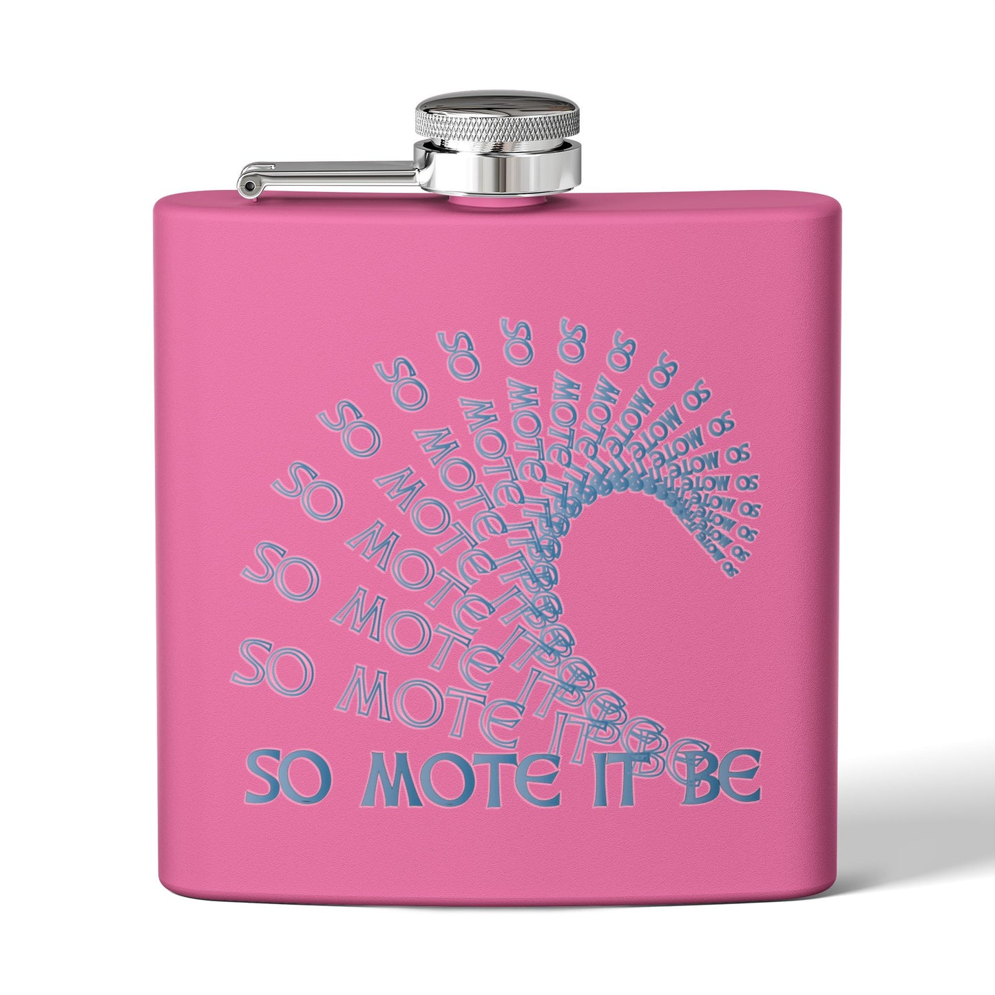 "So Mote It Be" Wave 6oz Stainless Steel Flask - Celtic Font