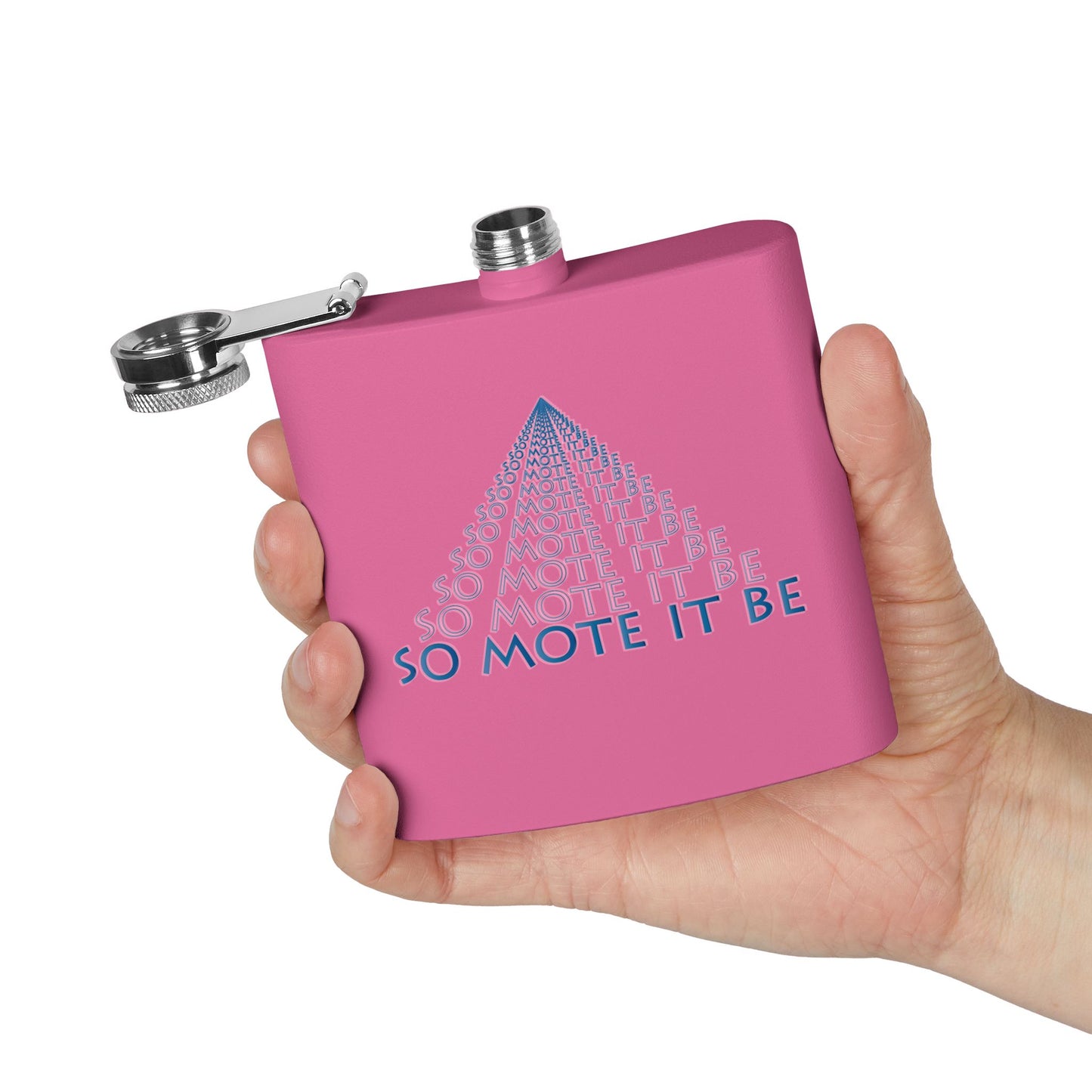 "So Mote It Be" Pyramid 6oz Stainless Steel Flask - Petrograph Font