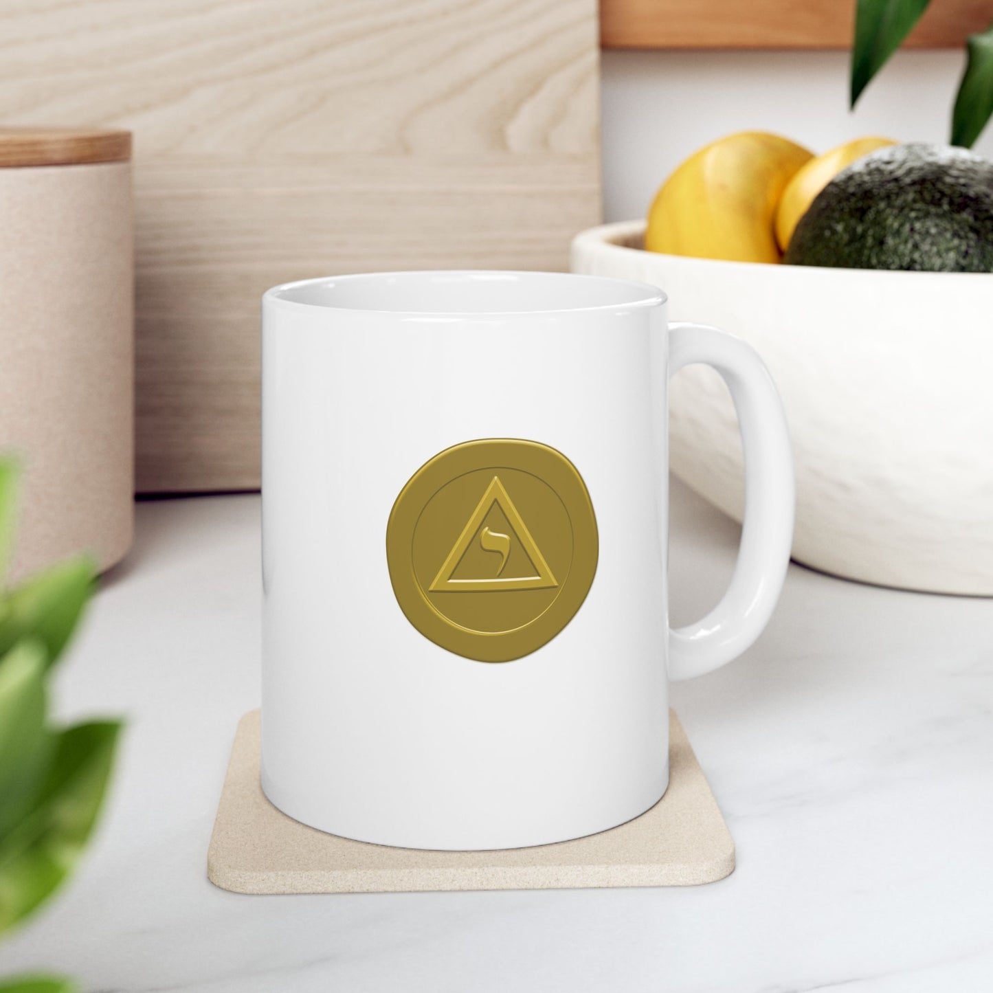 Two-Sided Perfect Elu Gold Wax Seal White Ceramic Coffee Mug (11oz, 15oz)