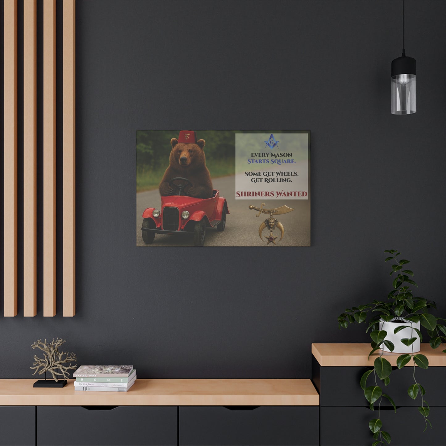 Shriners Get Rolling Mini Car Premium Matte Canvas Print - Stretched (1.25")