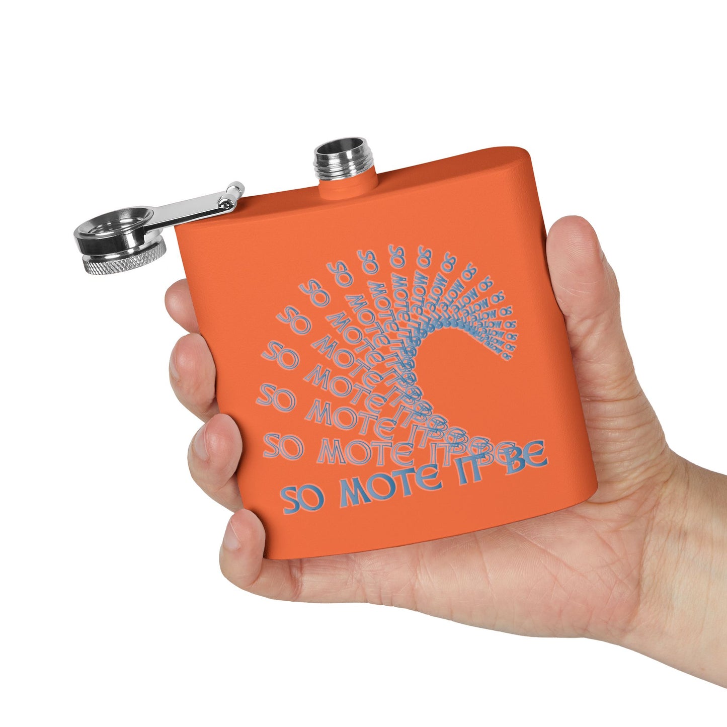 "So Mote It Be" Wave 6oz Stainless Steel Flask - Celtic Font
