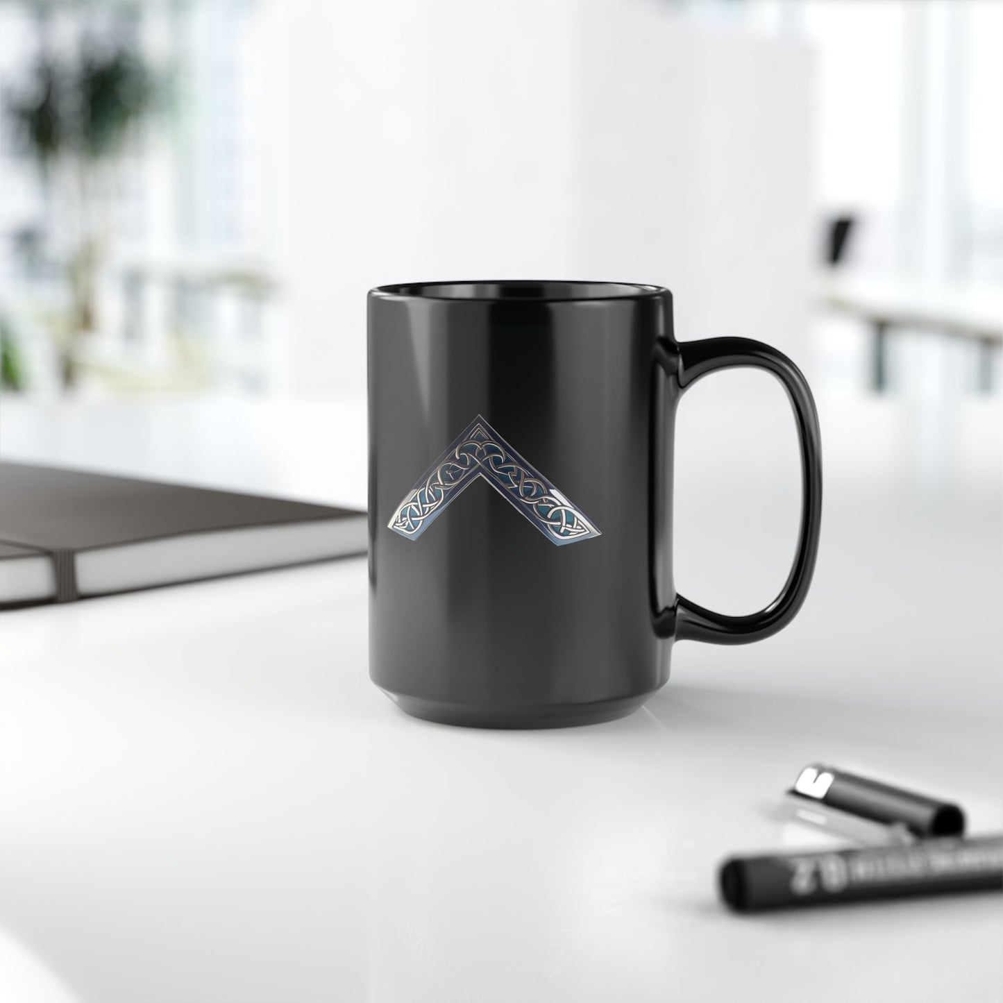 Two-Sided Worshipful Master Jewel Celtic Knot Black Coffee Mug (11oz, 15oz)