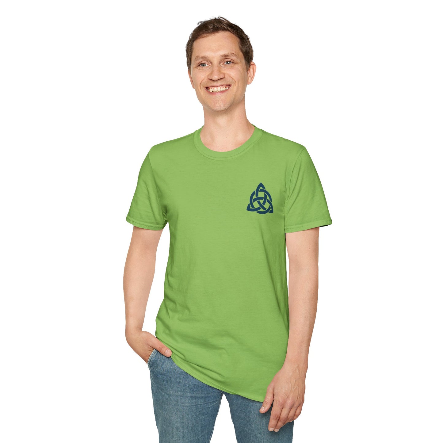 Blue Triquetra with Circle - Softstyle T-Shirt
