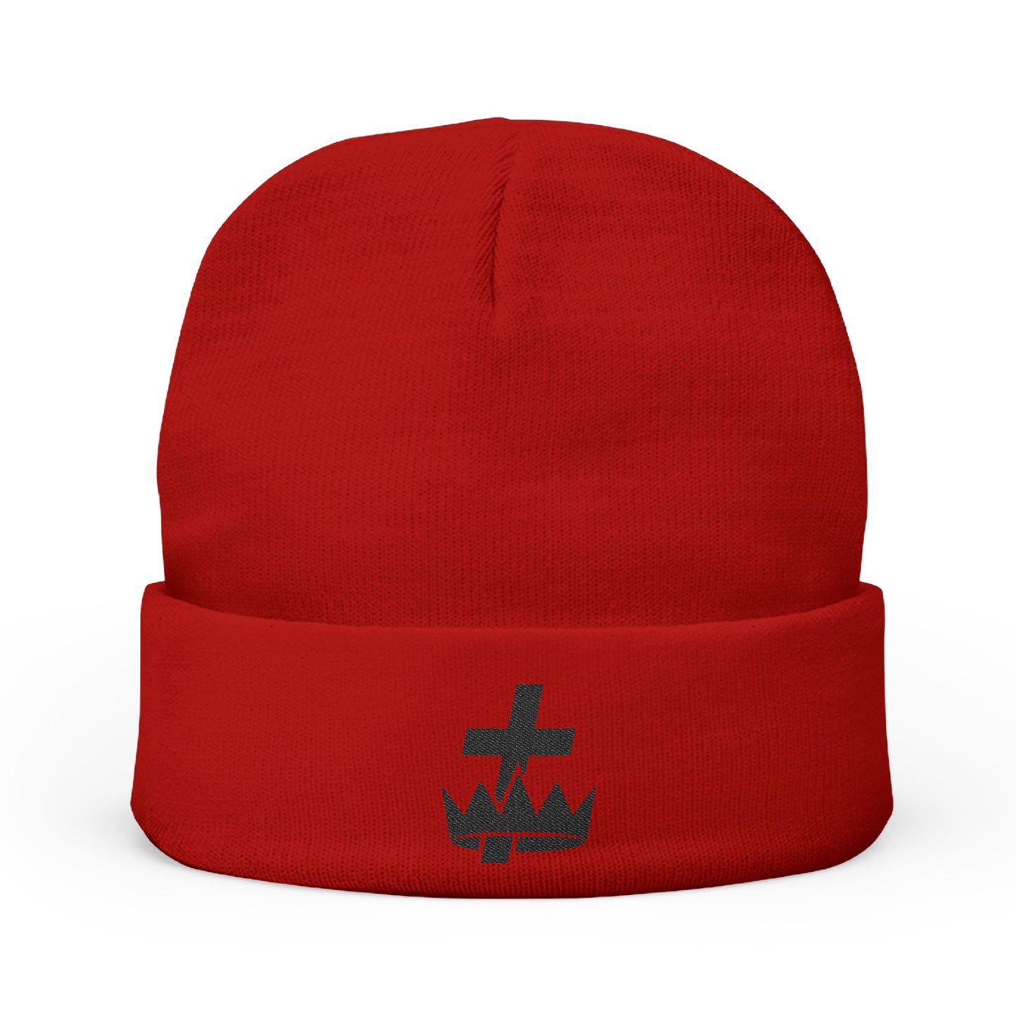Knights Templar Embroidered Knit Beanie - Black Emblem