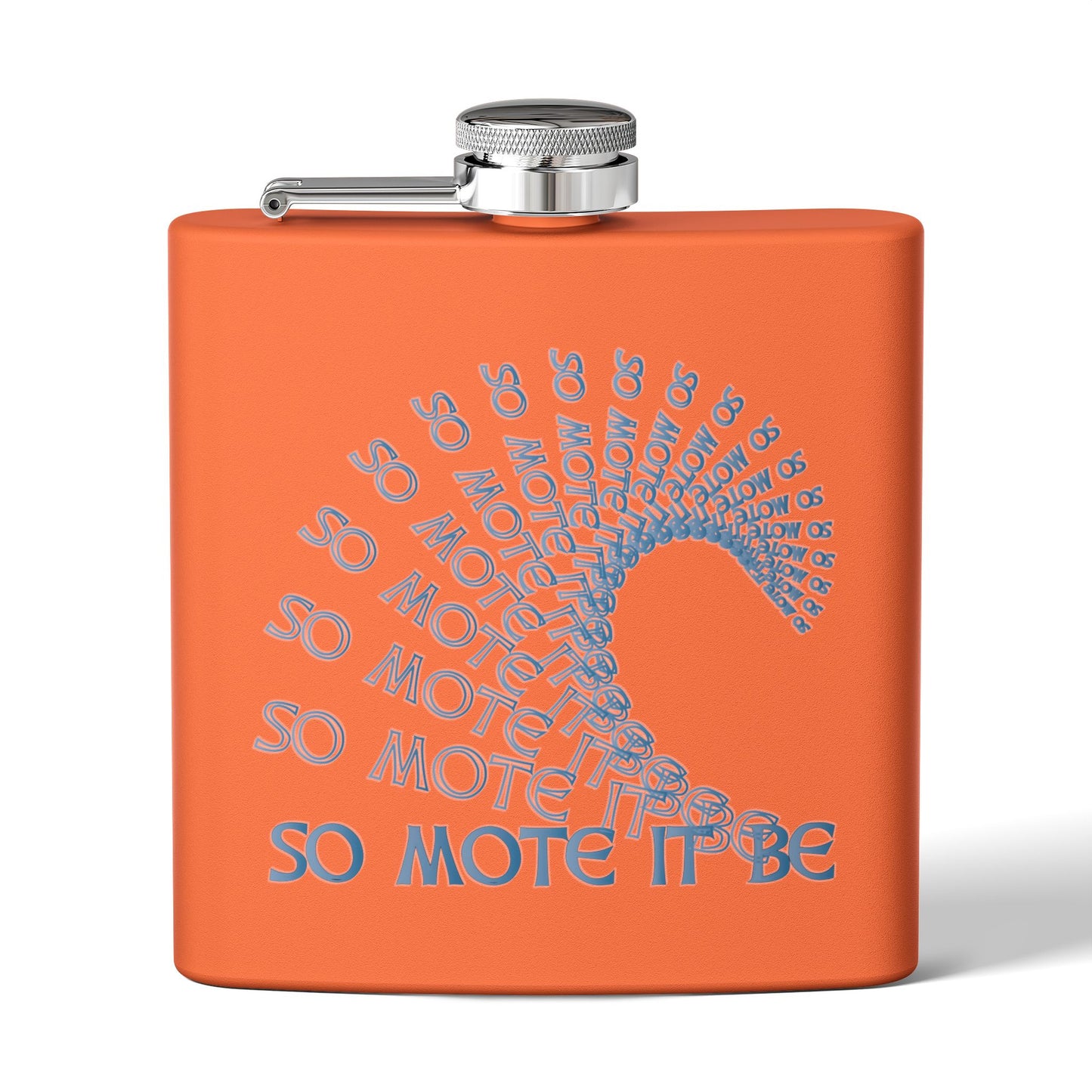 "So Mote It Be" Wave 6oz Stainless Steel Flask - Celtic Font
