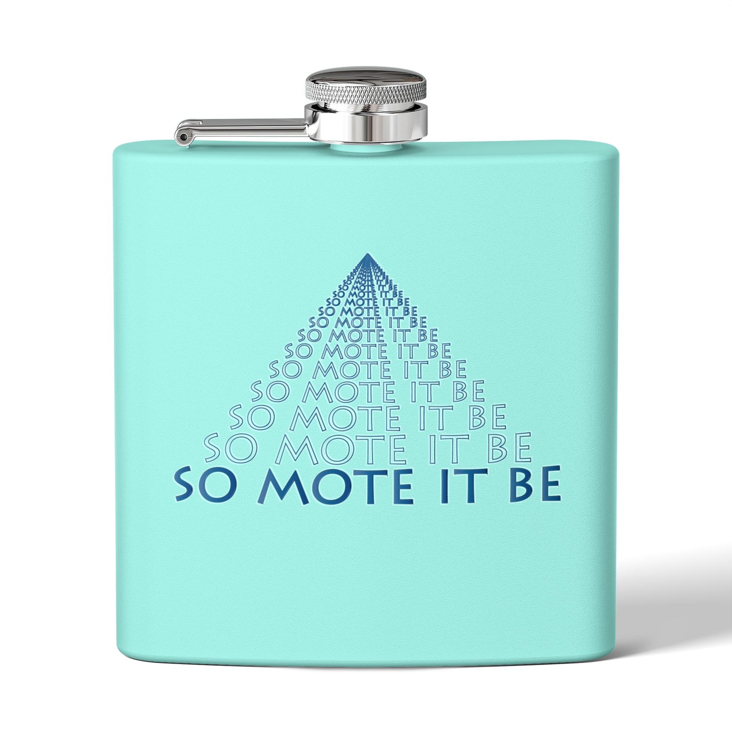 "So Mote It Be" Pyramid 6oz Stainless Steel Flask - Petrograph Font