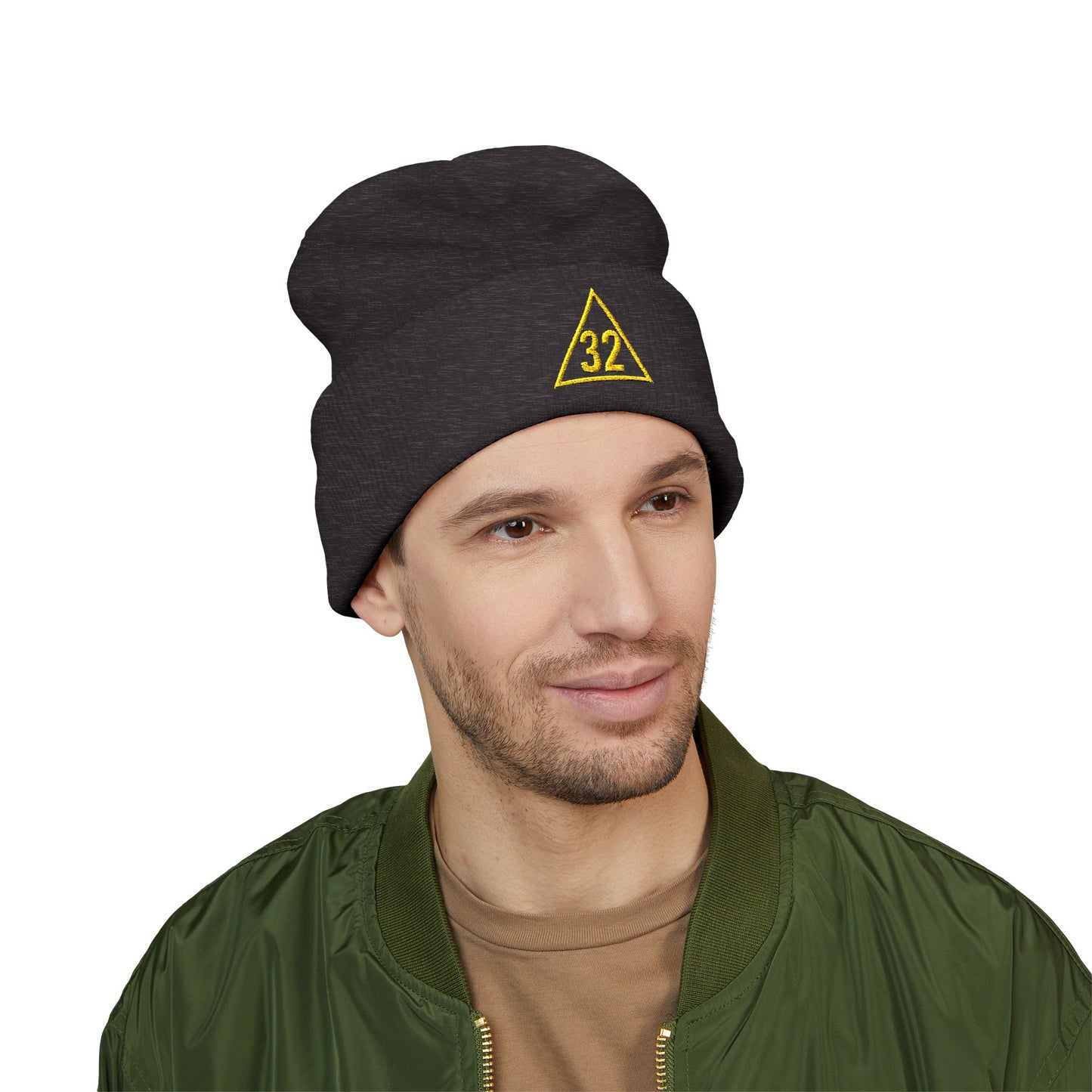 Scottish Rite 32 Within Triangle Embroidered Classic Cuffed Beanie