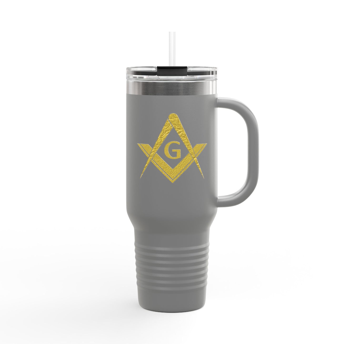 Two-Sided Simple Square and Compass Insulated Travel Tumbler (40oz) - Gold Leaf