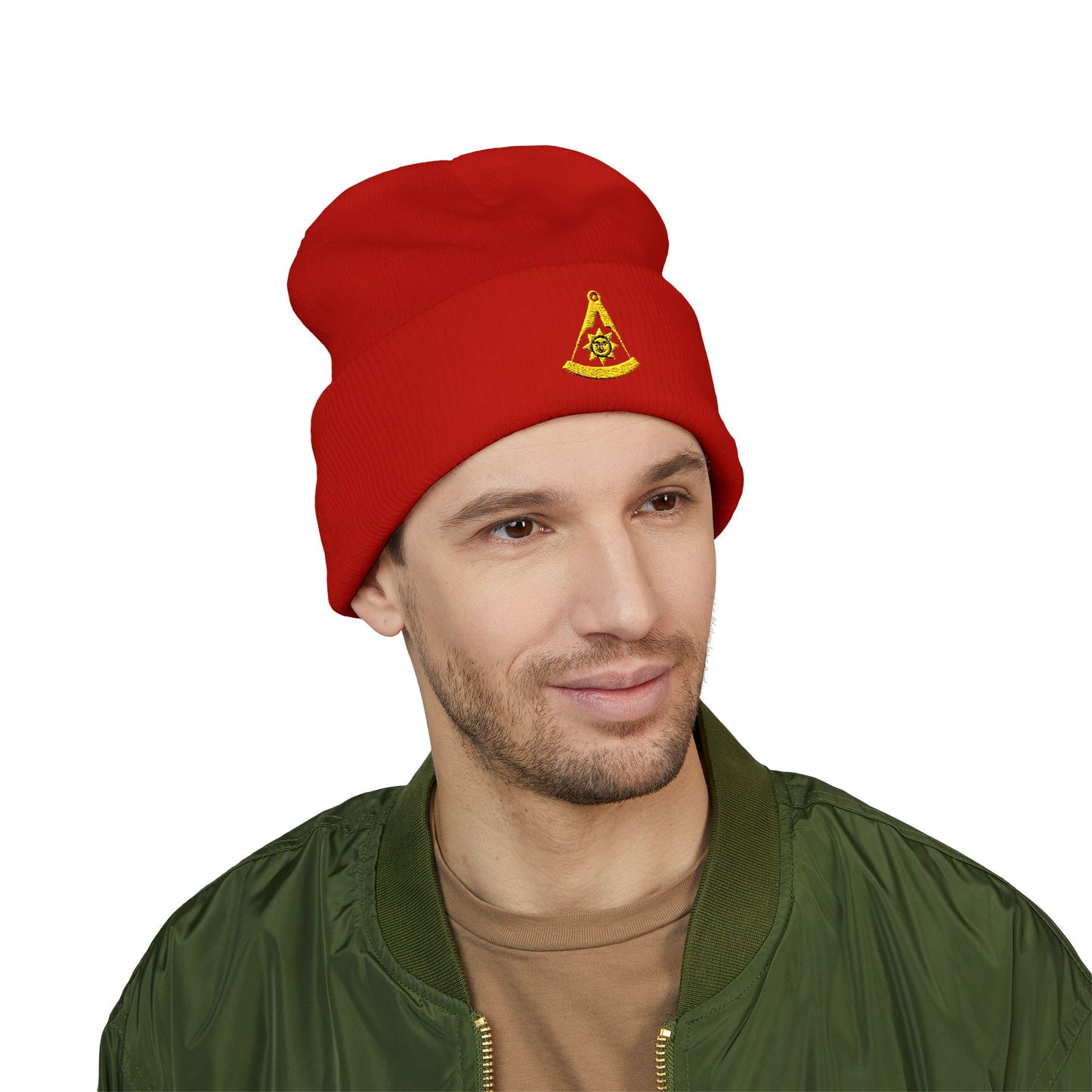 Past Master Embroidered Classic Cuffed Beanie - Smiling Sun