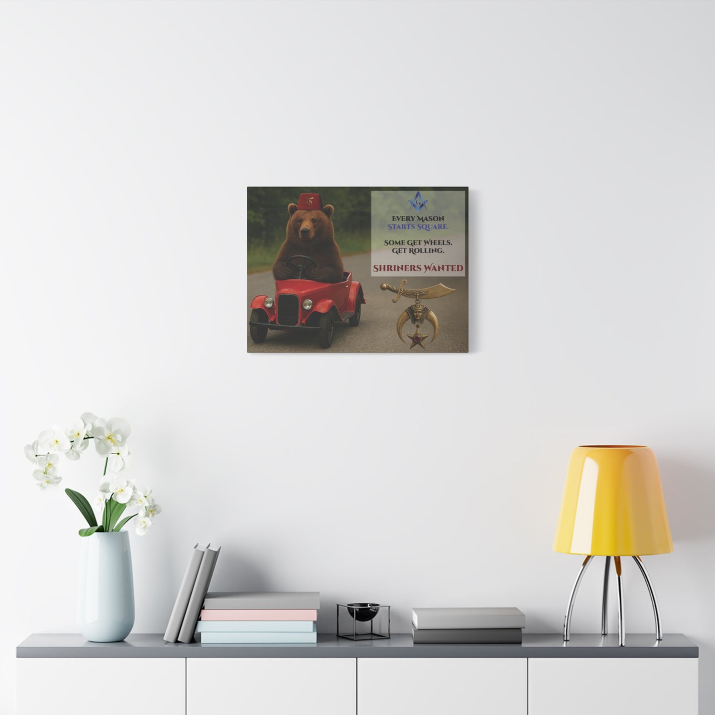 Shriners Get Rolling Mini Car Premium Matte Canvas Print - Stretched (1.25")