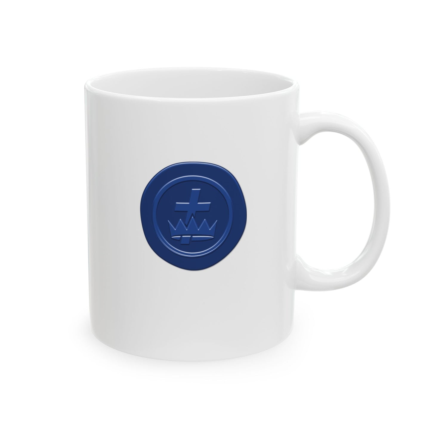 Two-Sided Blue Wax Seal Knights Templar White Ceramic Mug, (11oz, 15oz)