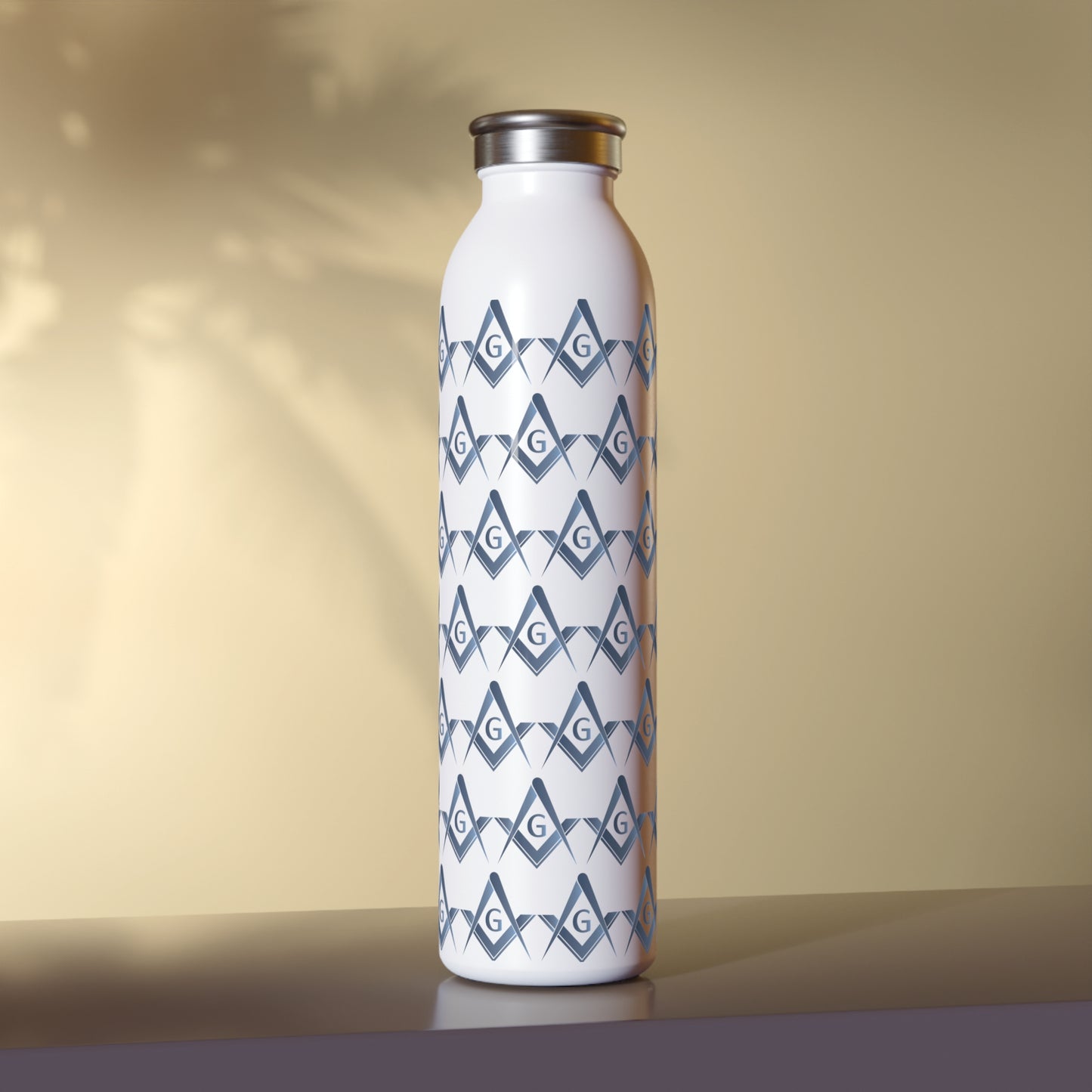 Simple Square and Compass Wrapped Slim Water Bottle - Stone Gradient