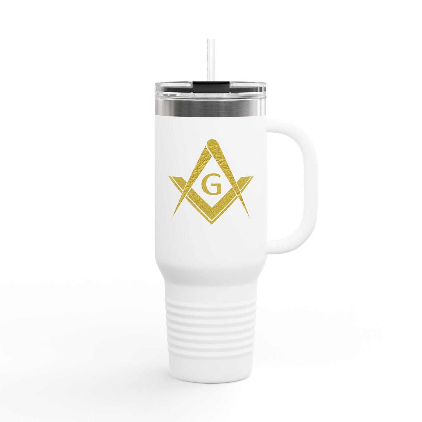 Two-Sided Simple Square and Compass Insulated Travel Tumbler (40oz) - Gold Leaf