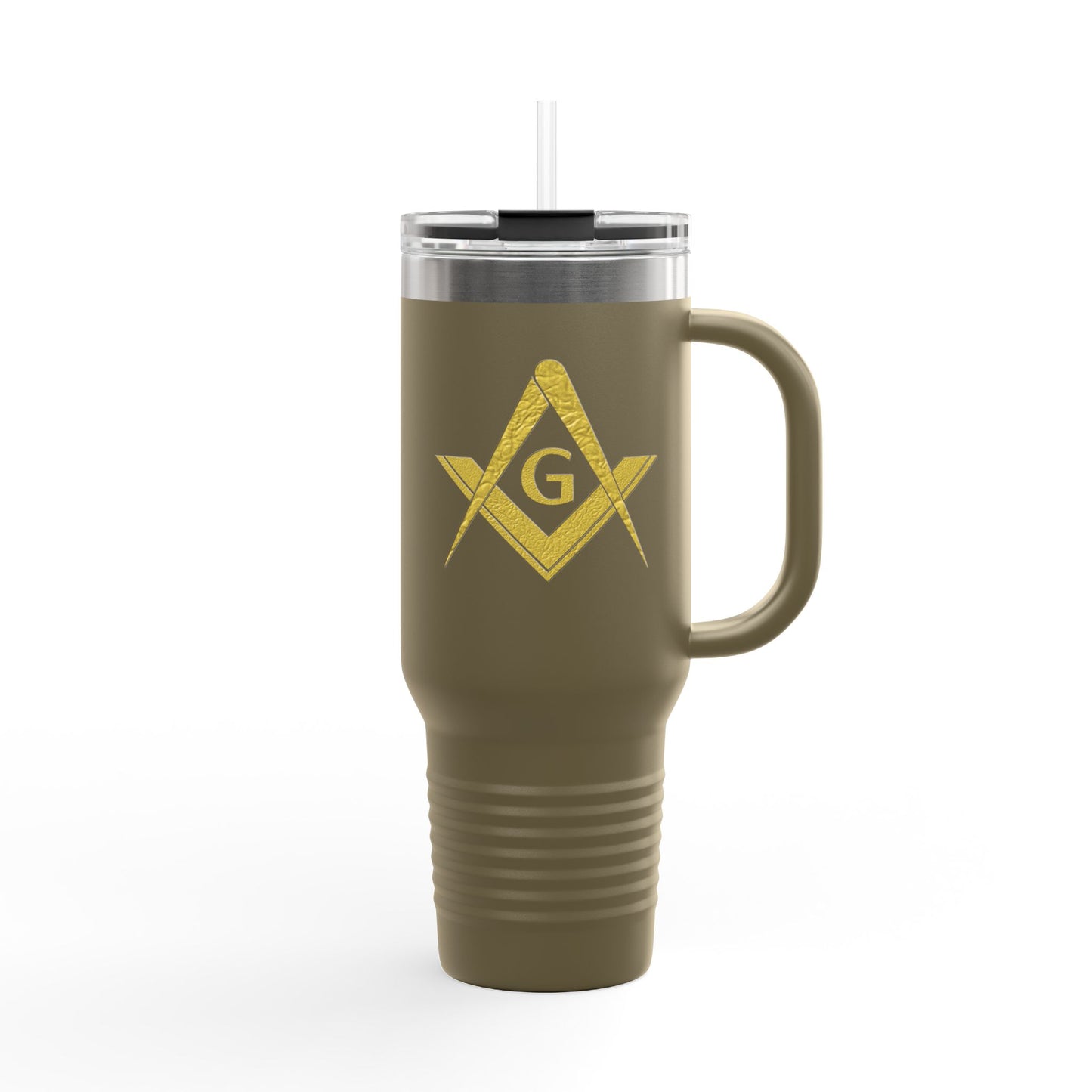 Two-Sided Simple Square and Compass Insulated Travel Tumbler (40oz) - Gold Leaf