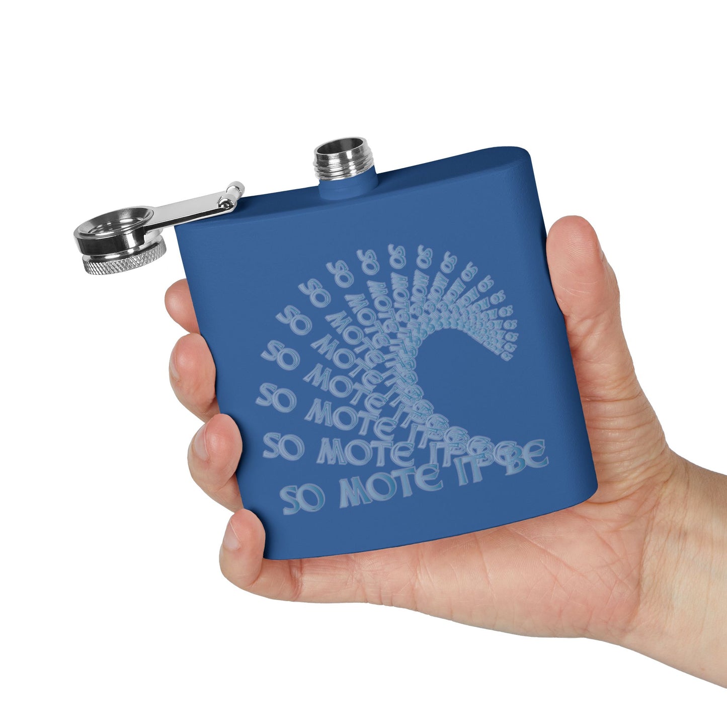 "So Mote It Be" Wave 6oz Stainless Steel Flask - Celtic Font