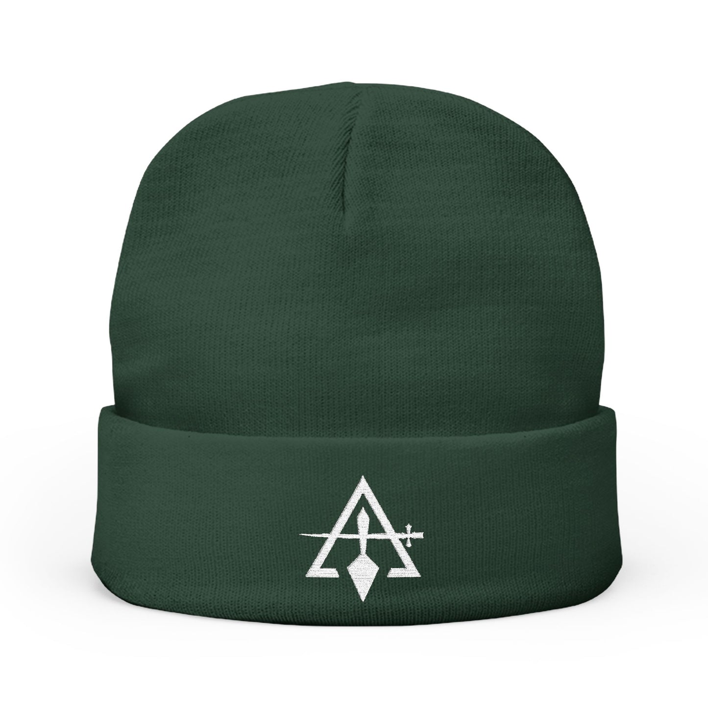 Cryptic Council Embroidered Knit Beanie - White Emblem