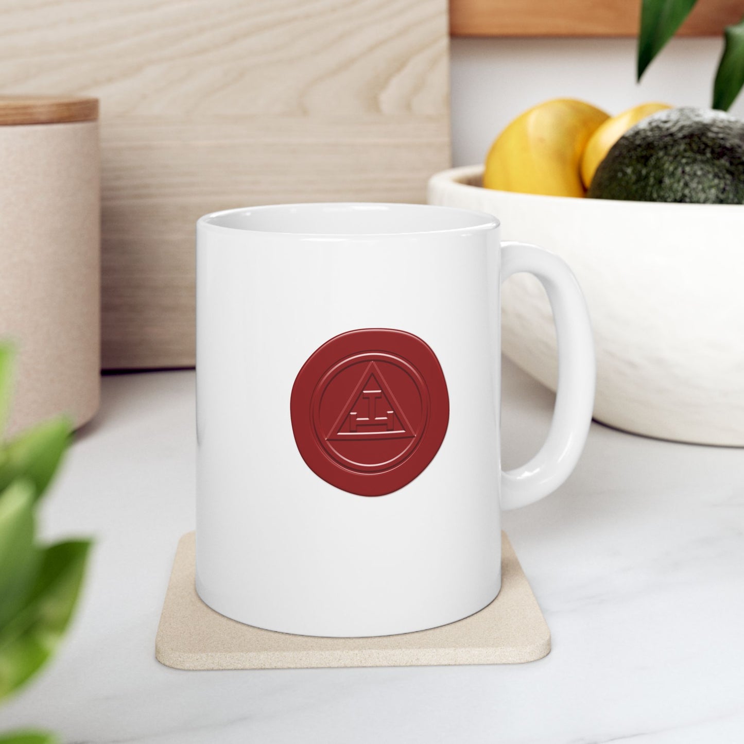 Two-Sided Red Wax Seal Royal Arch White Ceramic Mug (11oz, 15oz)