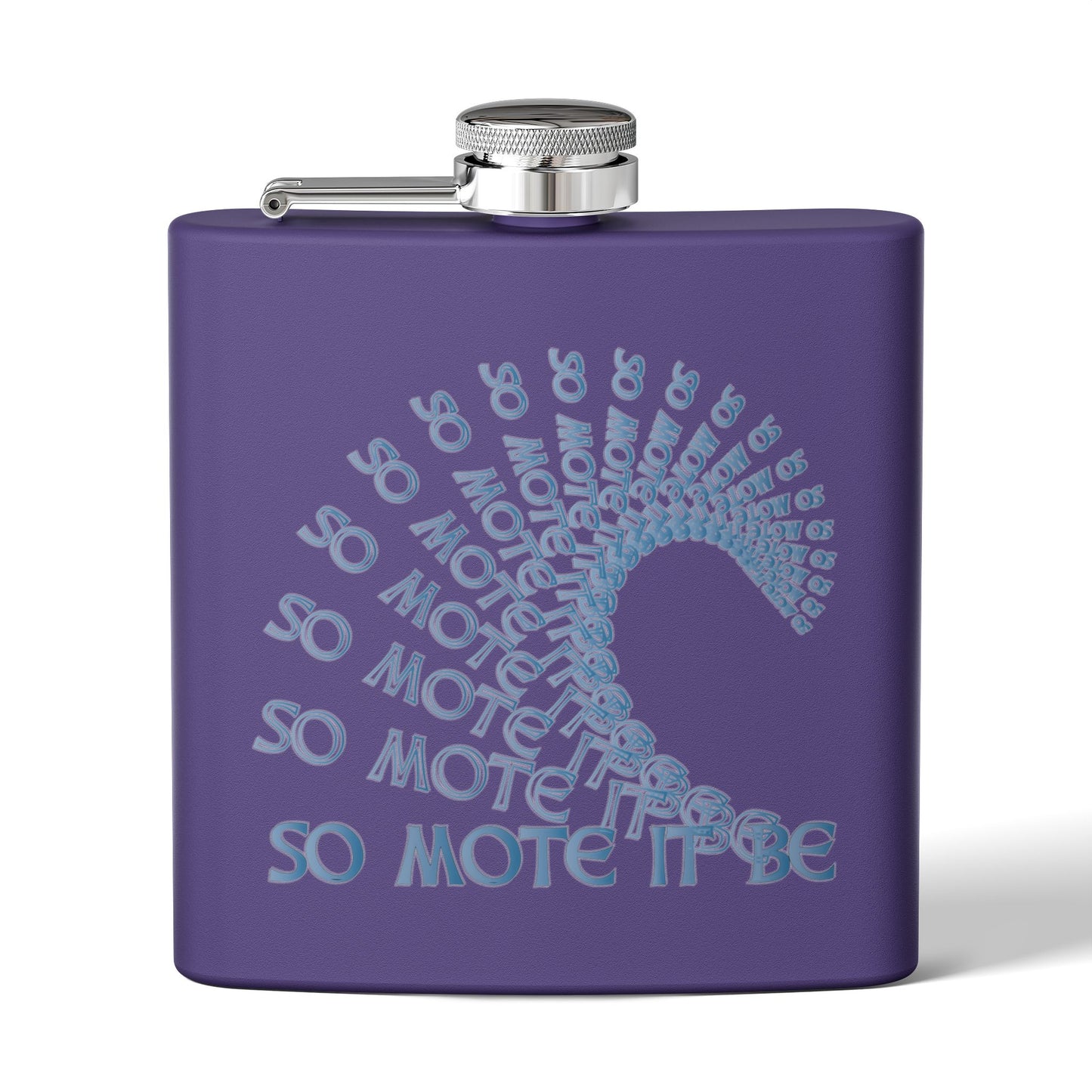 "So Mote It Be" Wave 6oz Stainless Steel Flask - Celtic Font