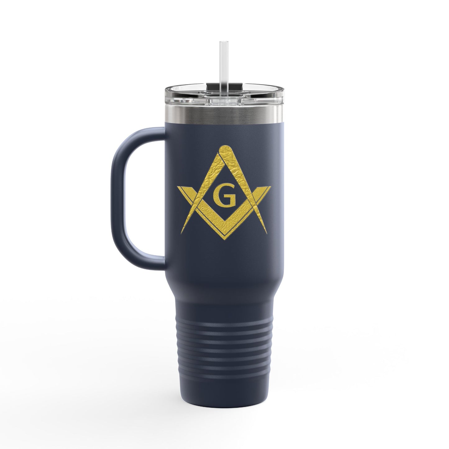 Two-Sided Simple Square and Compass Insulated Travel Tumbler (40oz) - Gold Leaf