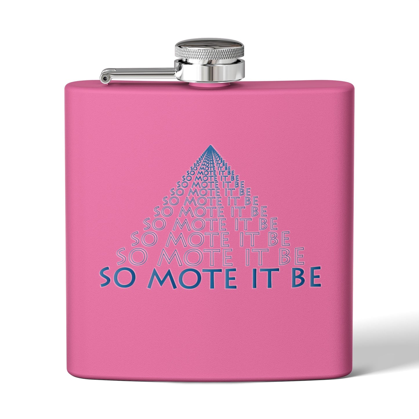 "So Mote It Be" Pyramid 6oz Stainless Steel Flask - Petrograph Font