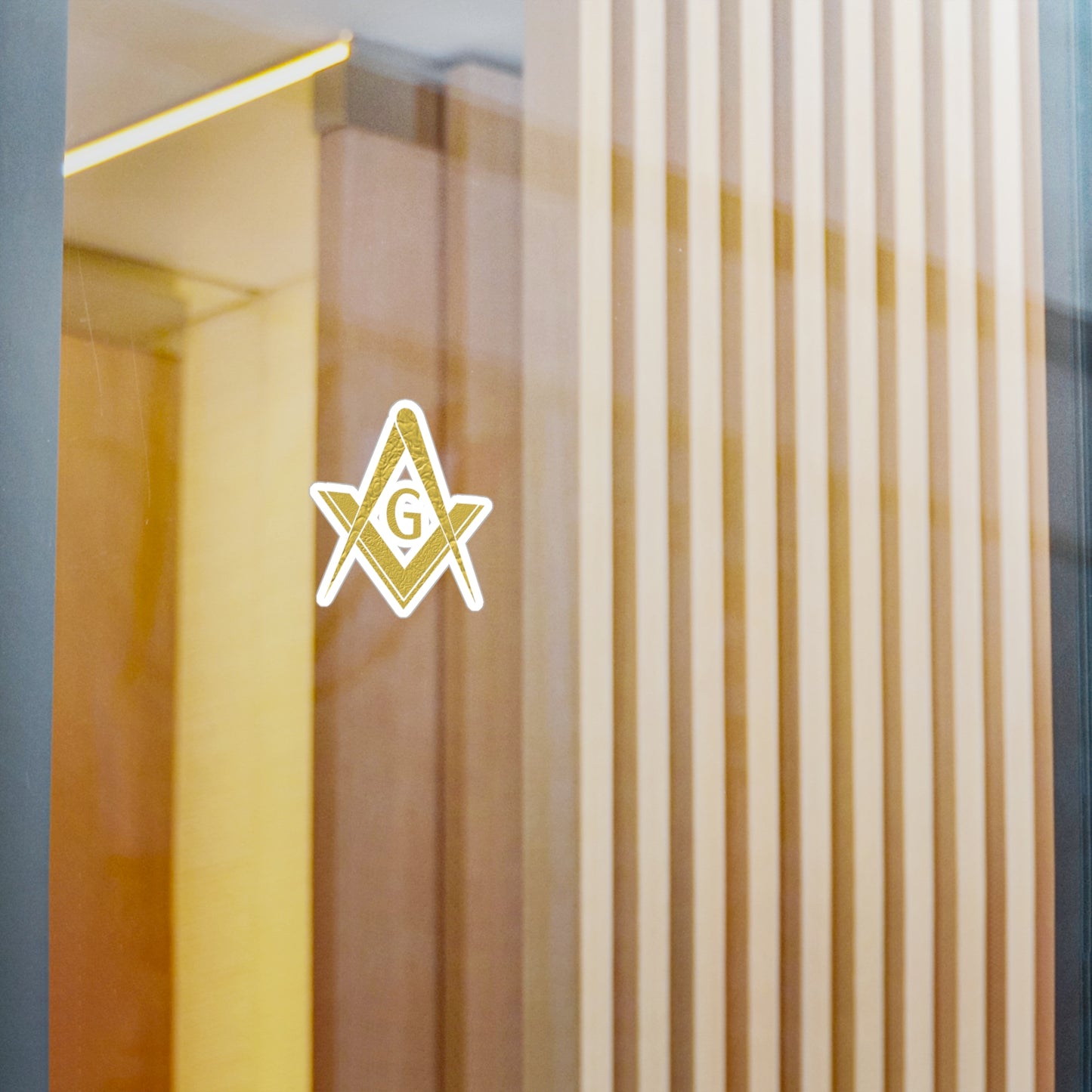 Simple Square and Compass Kiss-Cut Vinyl Decal - Gold Leaf