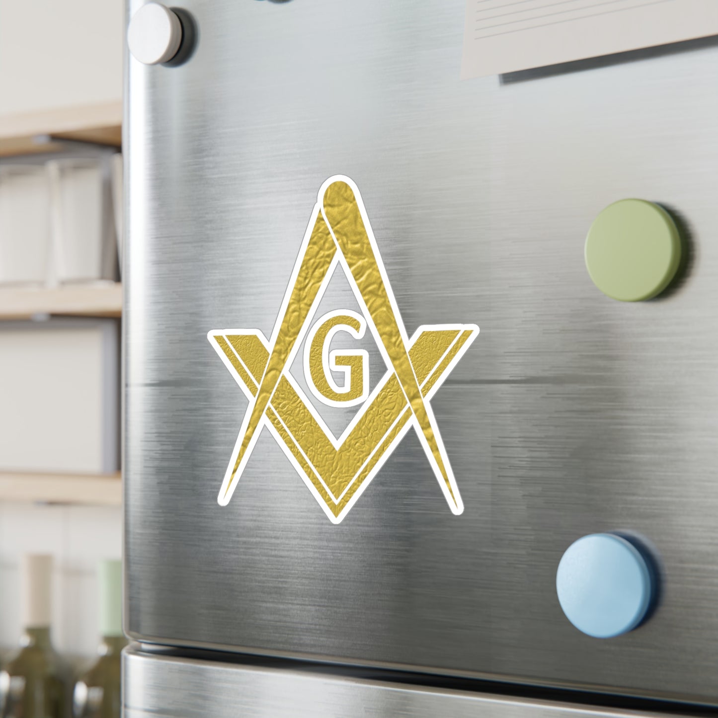 Simple Square and Compass Kiss-Cut Vinyl Decal - Gold Leaf