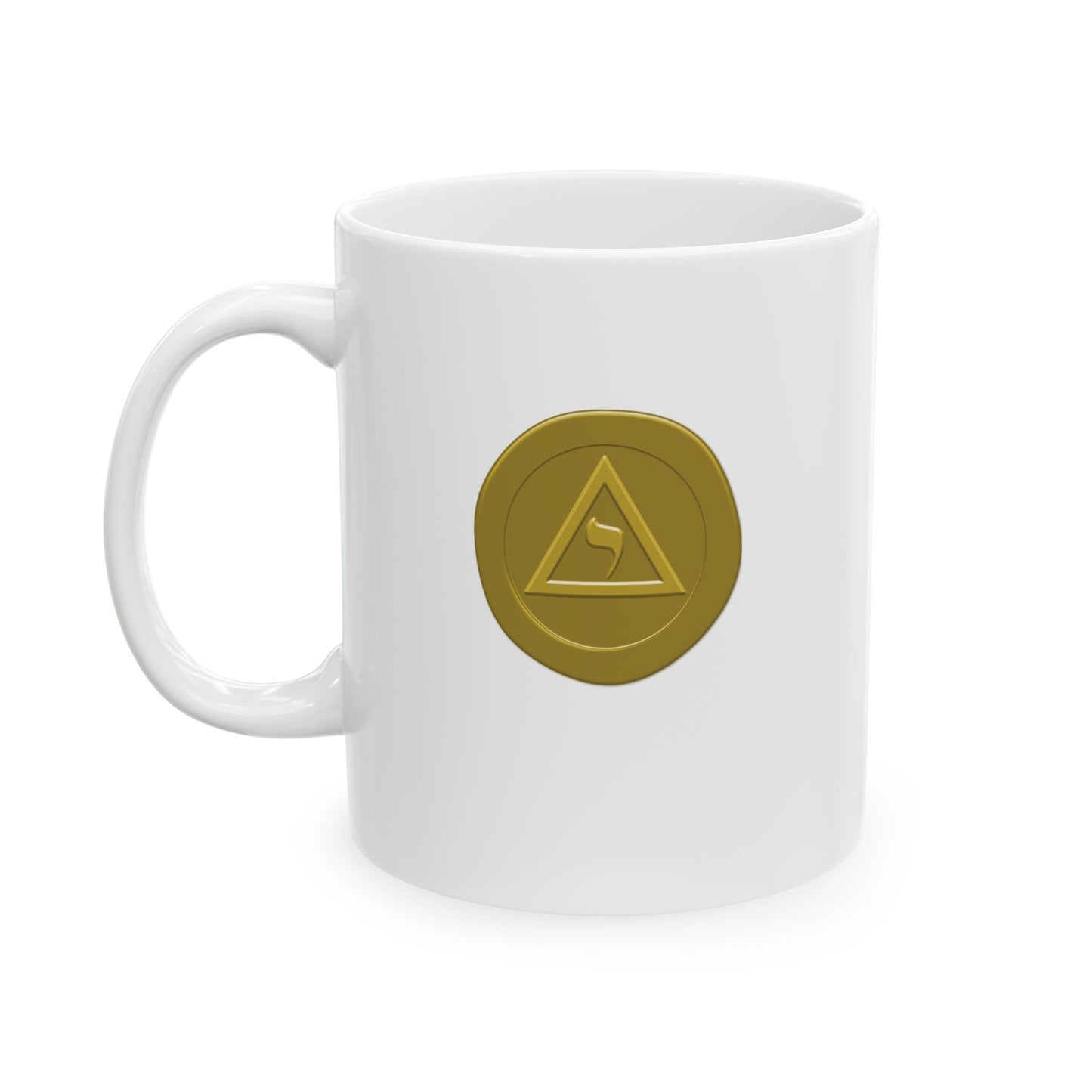 Two-Sided Perfect Elu Gold Wax Seal White Ceramic Coffee Mug (11oz, 15oz)