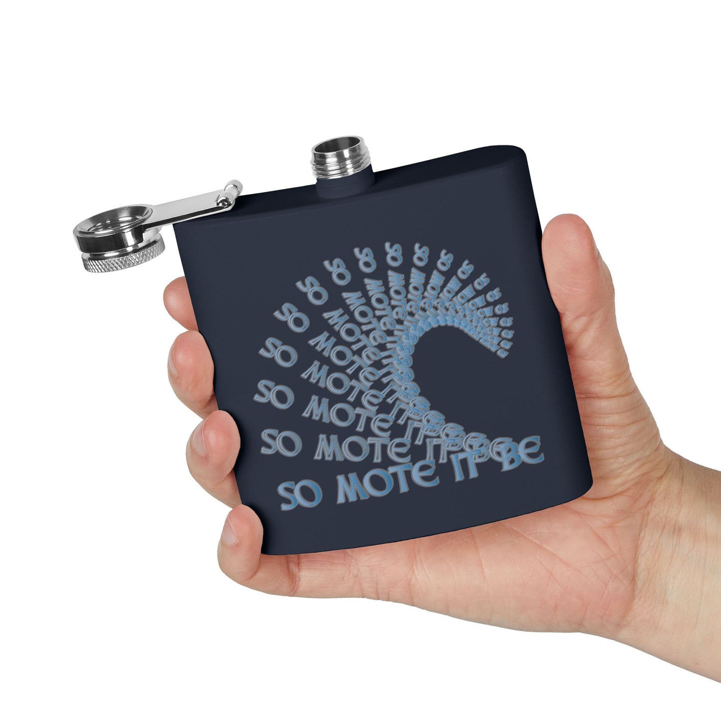 "So Mote It Be" Wave 6oz Stainless Steel Flask - Celtic Font
