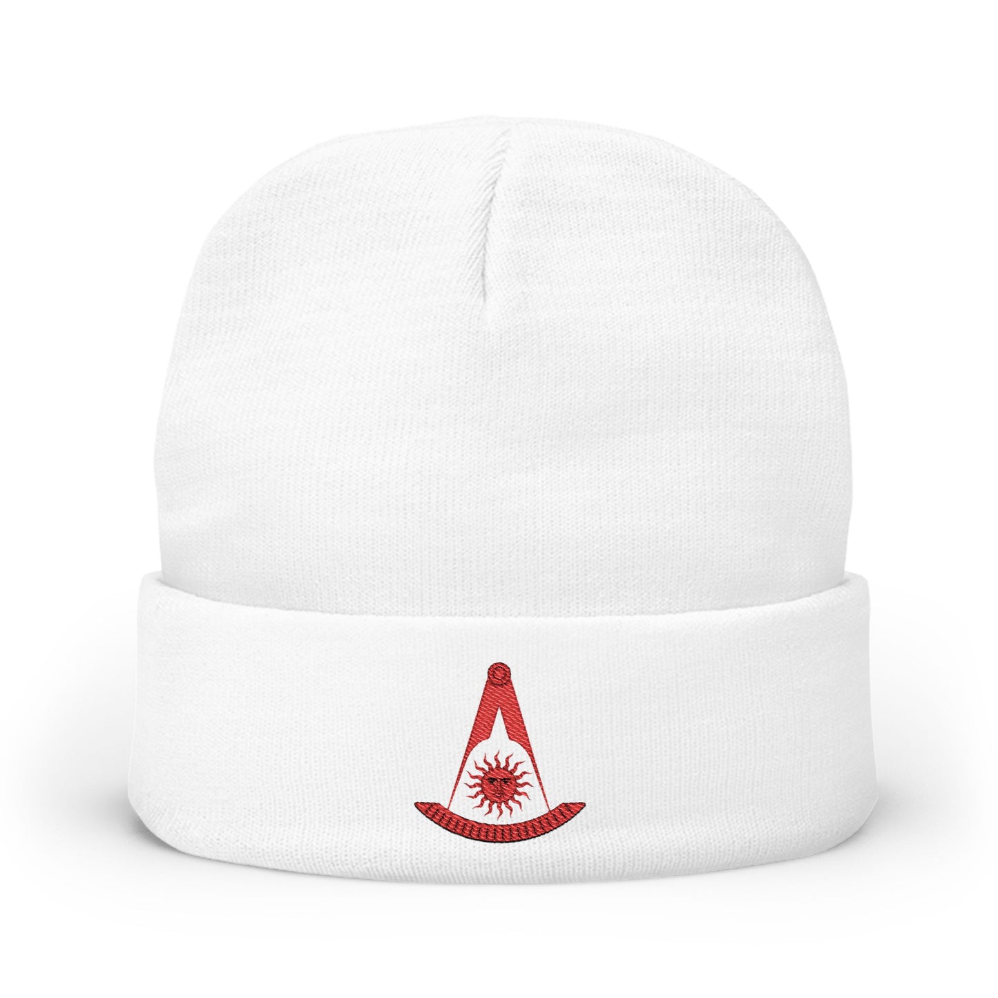Past Master (Without Square) Embroidered Knit Beanie – Red