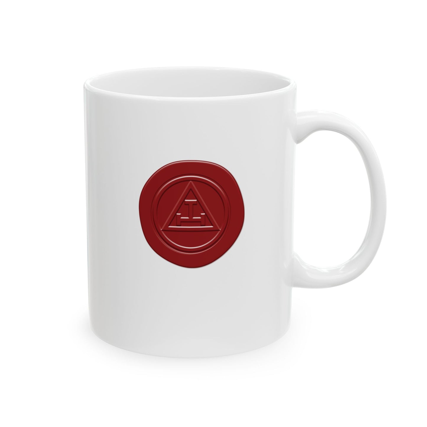 Two-Sided Red Wax Seal Royal Arch White Ceramic Mug (11oz, 15oz)