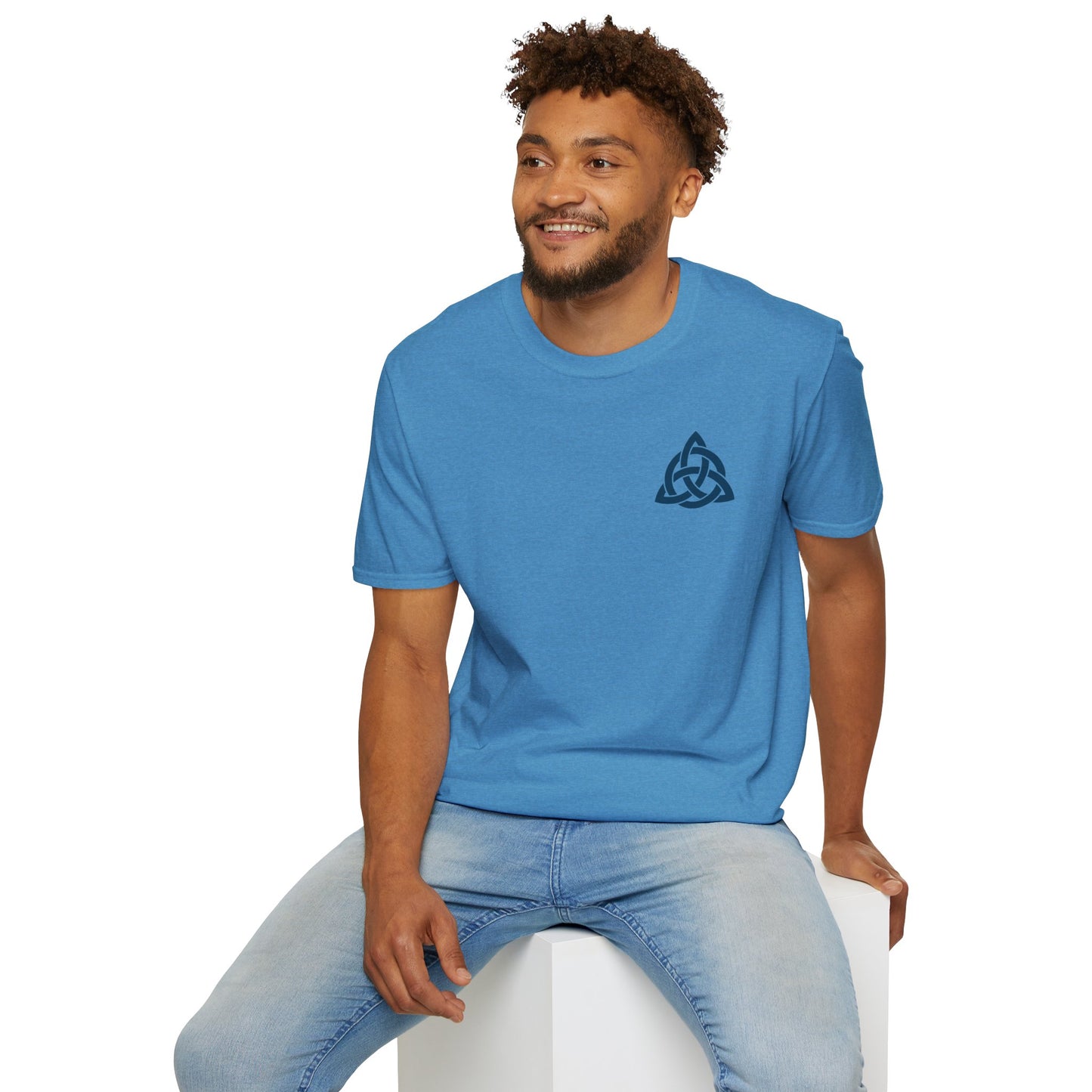 Blue Triquetra with Circle - Softstyle T-Shirt