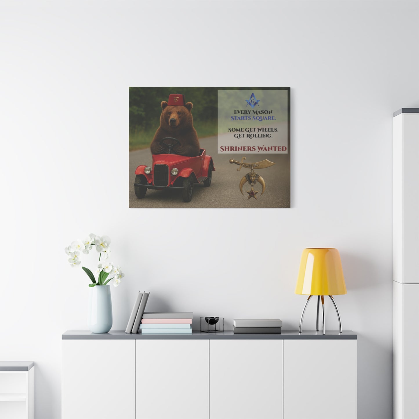 Shriners Get Rolling Mini Car Premium Matte Canvas Print - Stretched (1.25")