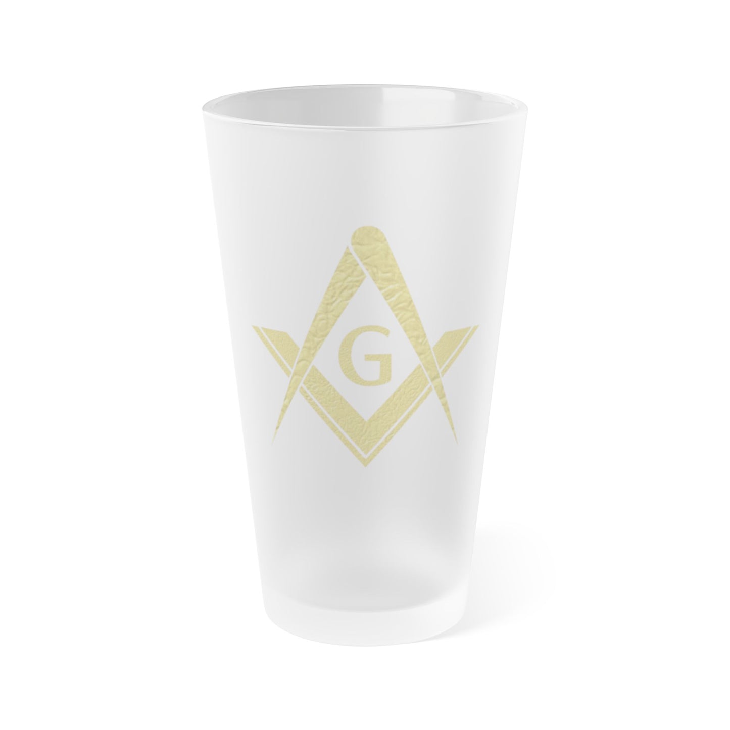Simple Square and Compass Frosted Pint Glass (16oz) - Gold Leaf