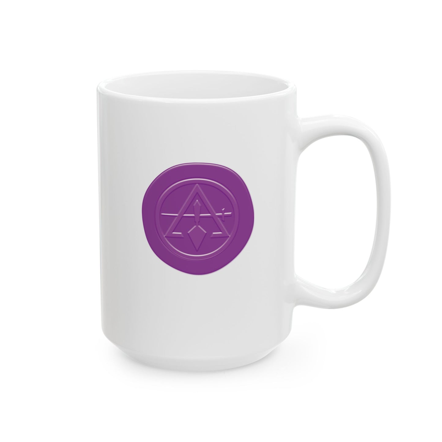 Two-Sided Purple Wax Seal Cryptic Council White Ceramic Coffee Mug (11oz, 15oz)