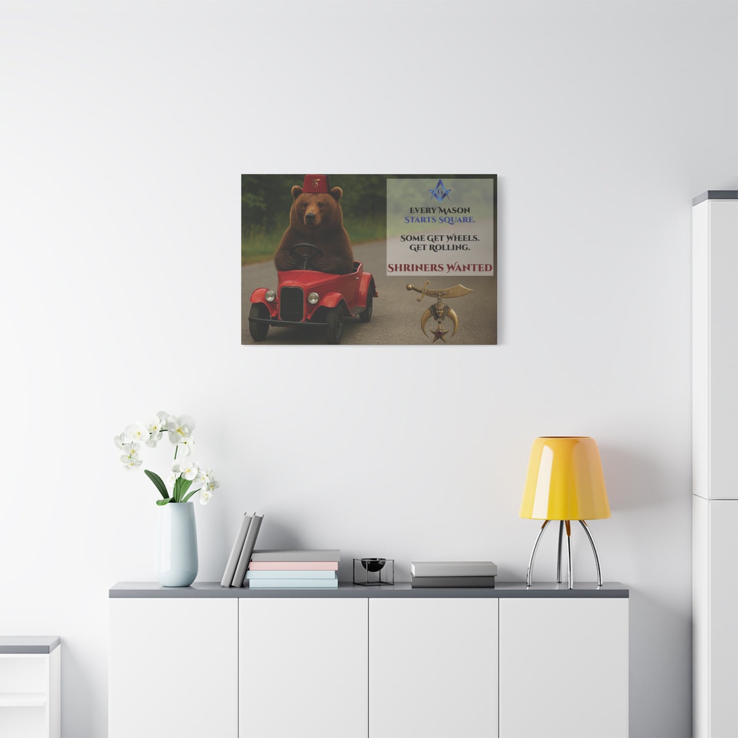 Shriners Get Rolling Mini Car Premium Matte Canvas Print - Stretched (1.25")