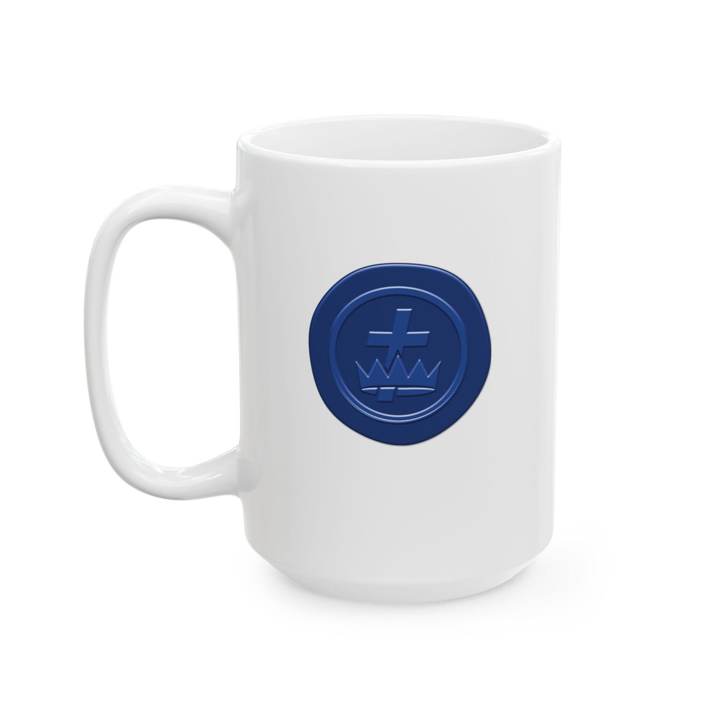 Two-Sided Blue Wax Seal Knights Templar White Ceramic Mug, (11oz, 15oz)