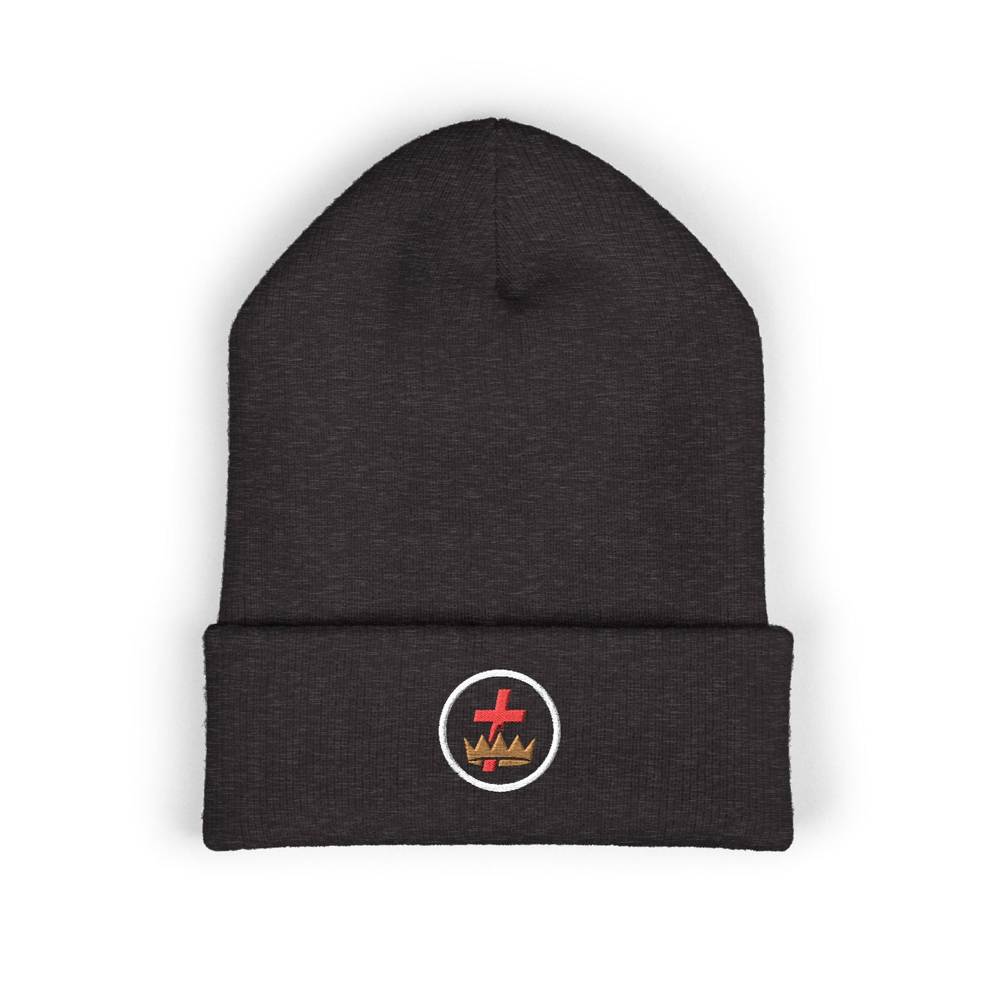 Knights Templar Encircled Cross and Crown - Embroidered Classic Cuffed Beanie