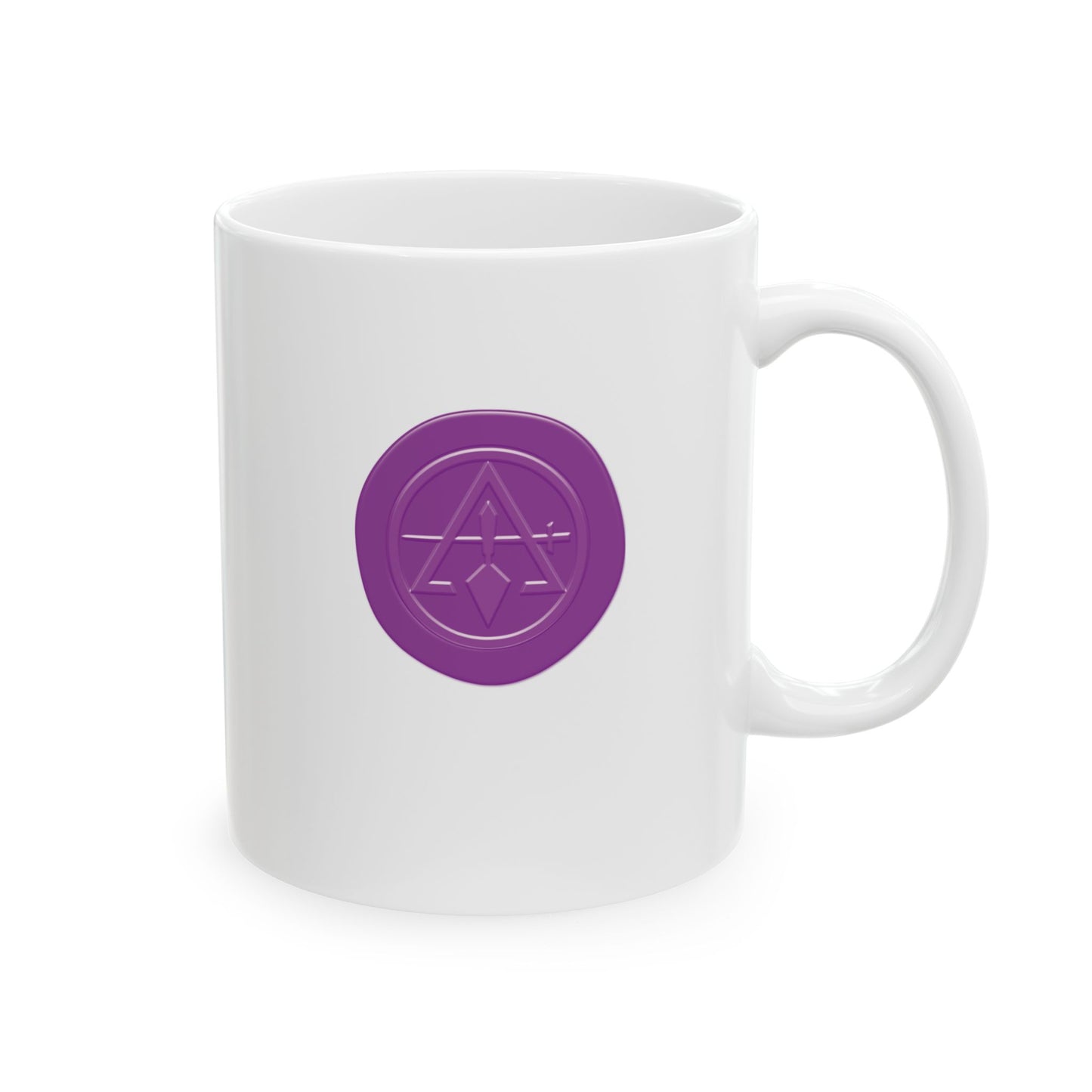 Two-Sided Purple Wax Seal Cryptic Council White Ceramic Coffee Mug (11oz, 15oz)