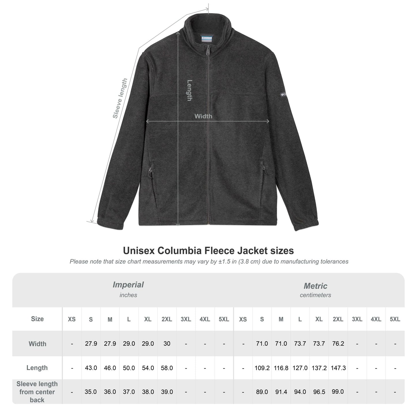 Embroidered Columbia Fleece Jacket - Square and Compass (White)